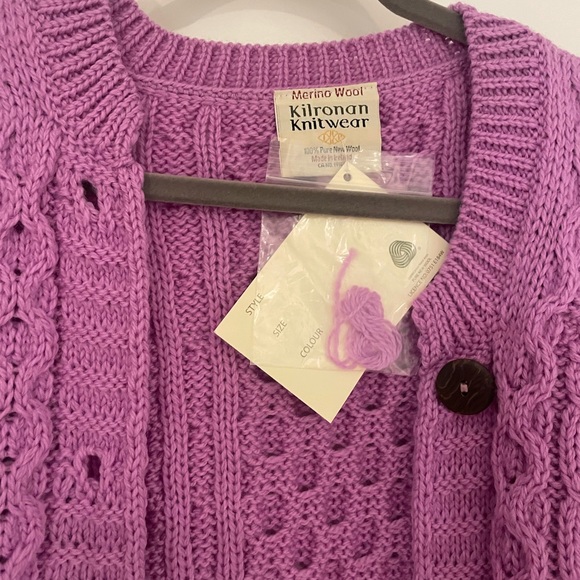 Kilronan Knitwear Ireland Wool purple cardigan - Picture 5 of 5